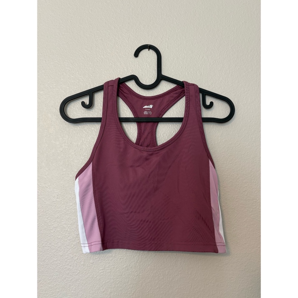 AVIA | Racerback Cropped Tank Top w/ Unlined Shelf Bra (Pink/Purple)